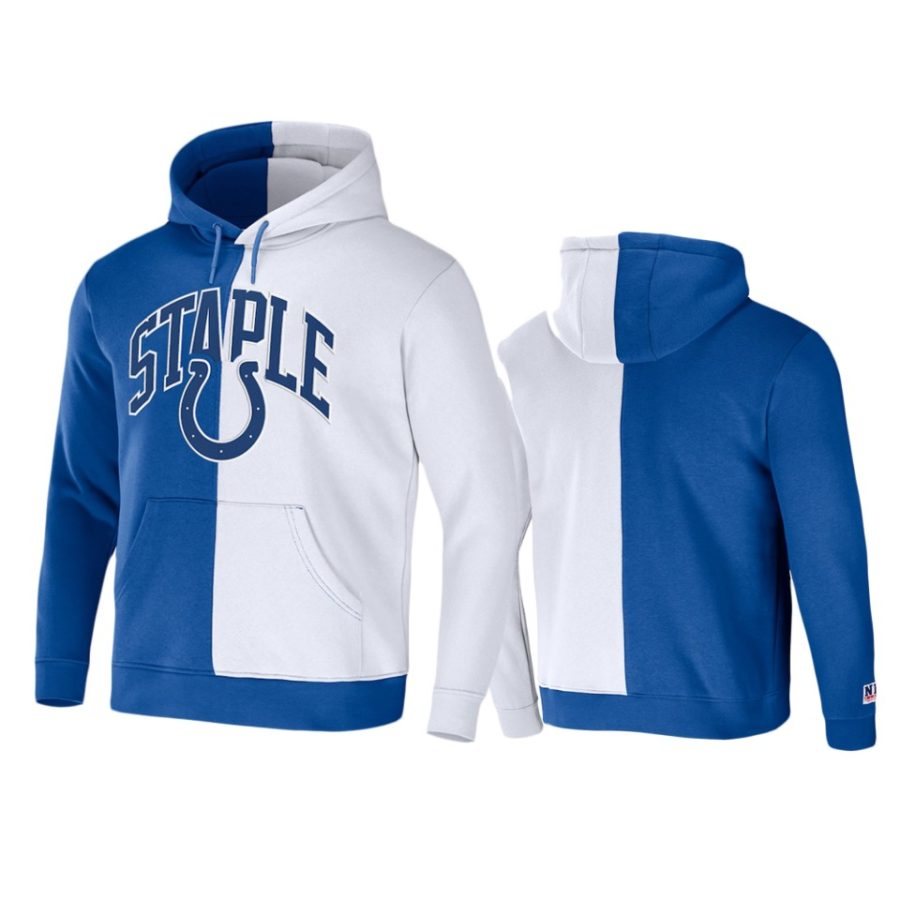 colts blue staple split logo hoodie