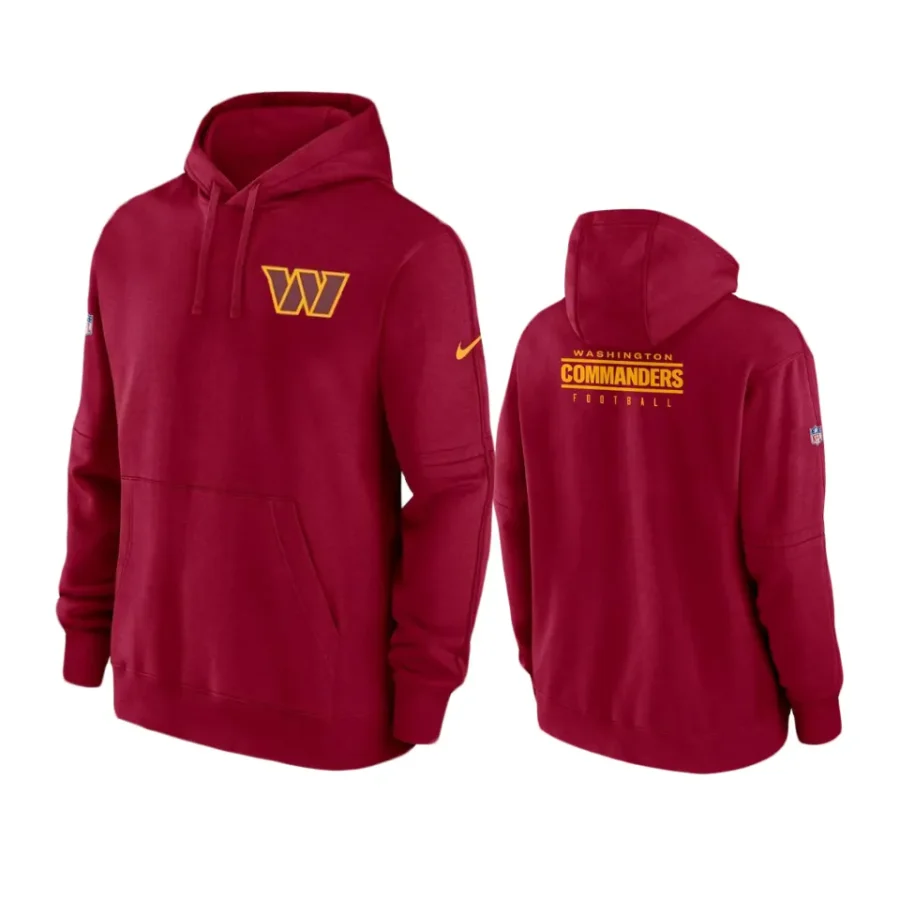 commanders burgundy sideline club fleece hoodie