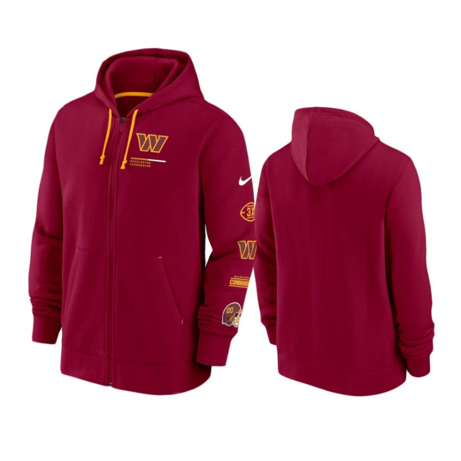 commanders burgundy surrey full zip hoodie