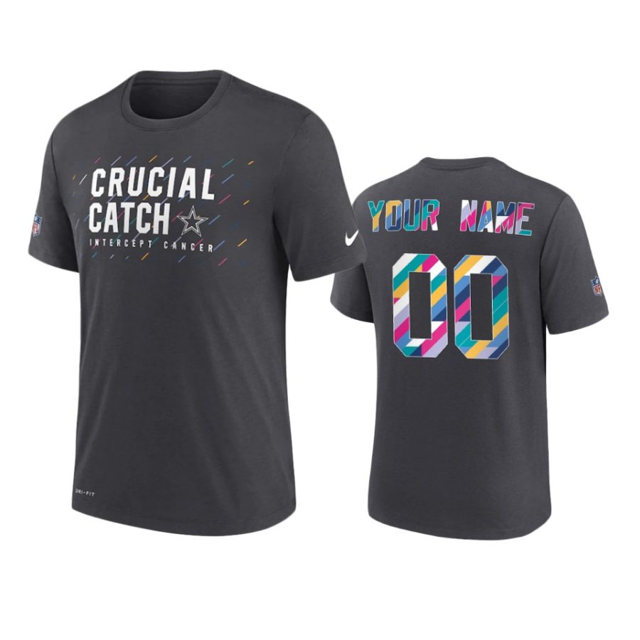 cowboys custom charcoal 2021 nfl crucial catch t shirt