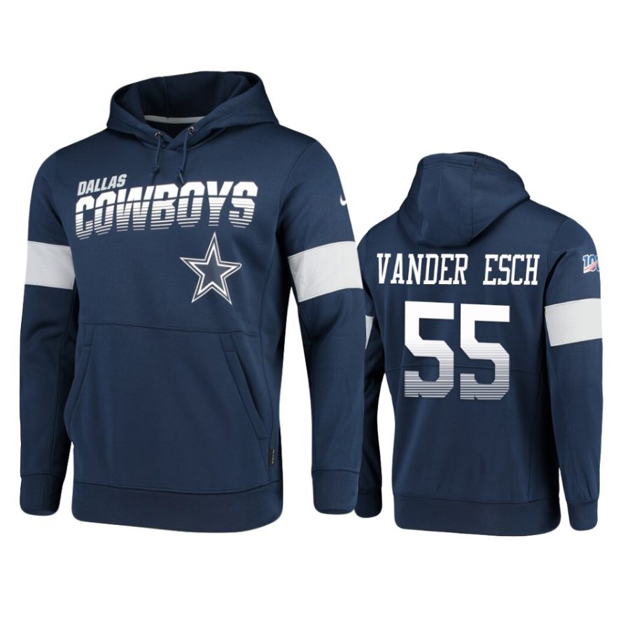 cowboys leighton vander esch navy sideline team logo 100th season hoodie