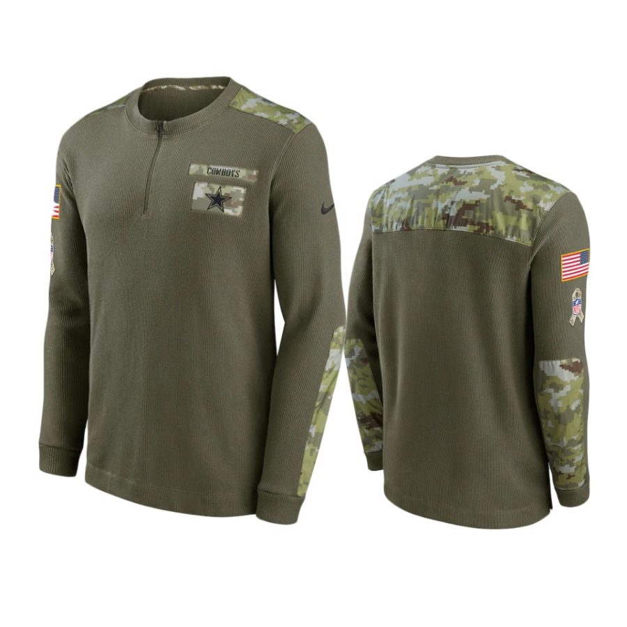 cowboys olive 2021 salute to service henley thermal t shirt