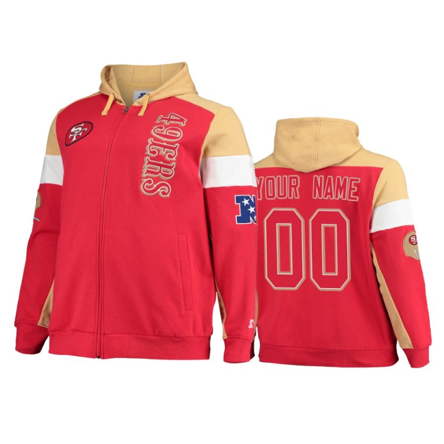 custom 49ers scarlet gold extreme throwback full zip hoodie