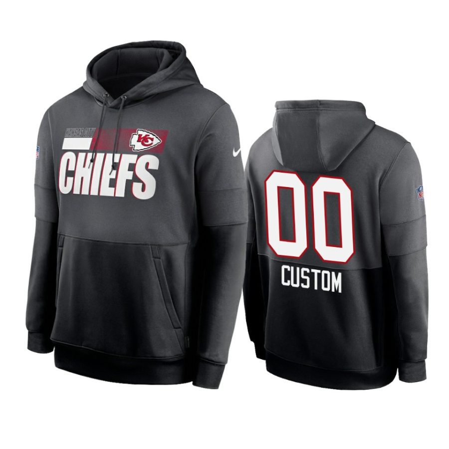 custom chiefs charcoal black sideline impact lockup hoodie