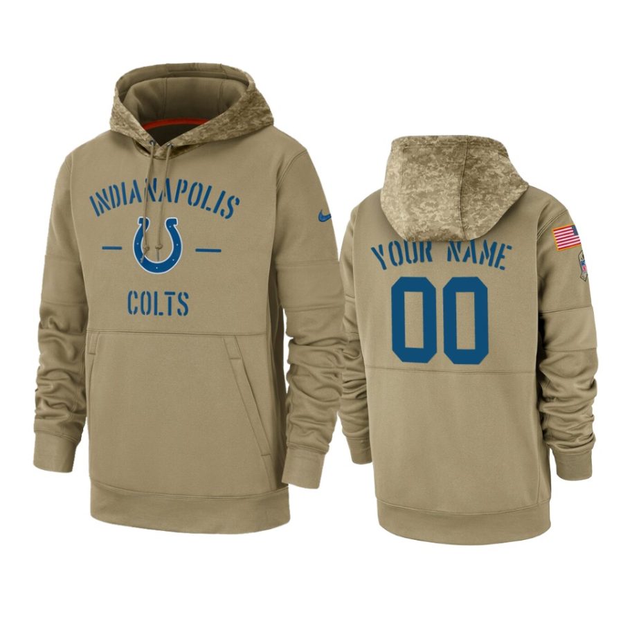 custom colts tan 2019 salute to service sideline therma hoodie