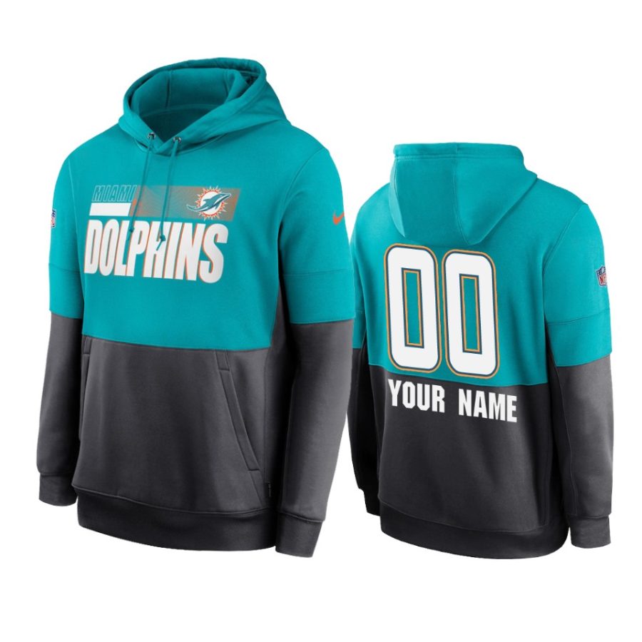 custom dolphins aqua charcoal sideline impact lockup hoodie