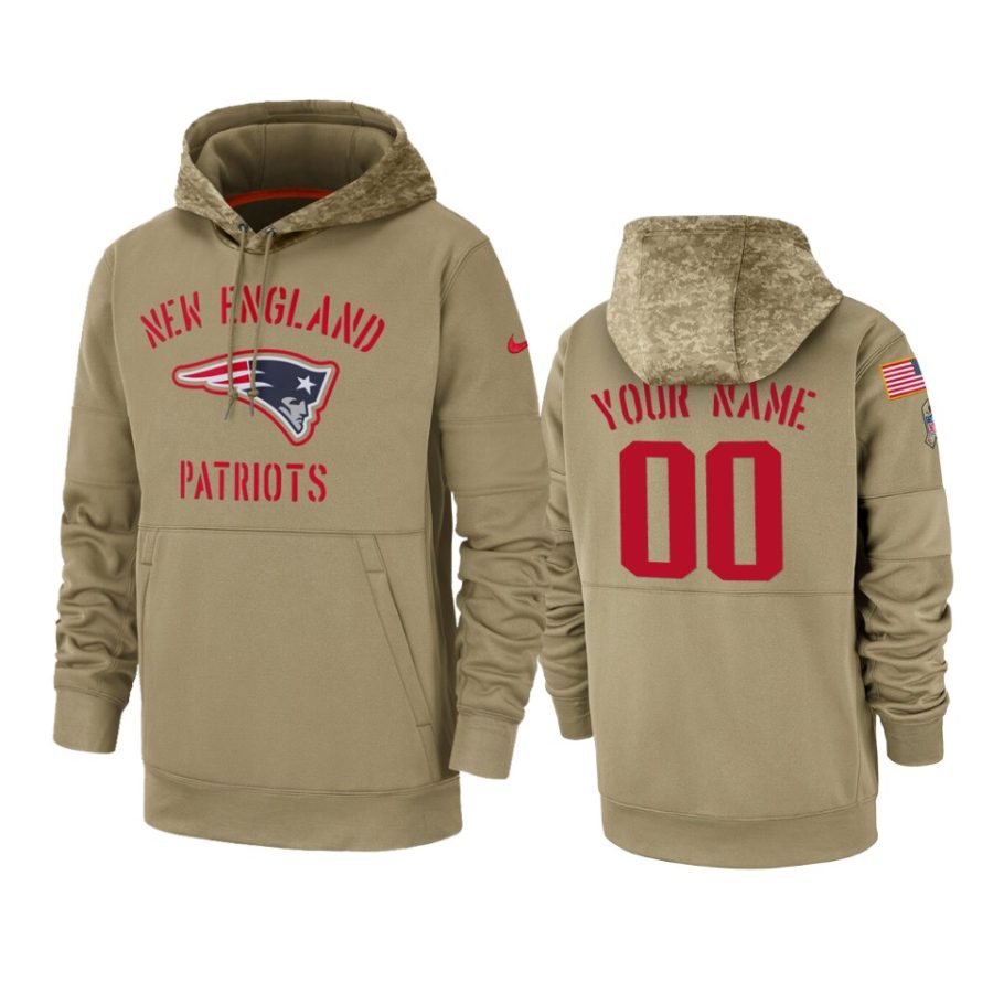 custom patriots tan 2019 salute to service sideline therma hoodie