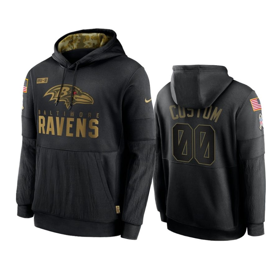 custom ravens black 2020 salute to service sideline performance hoodie