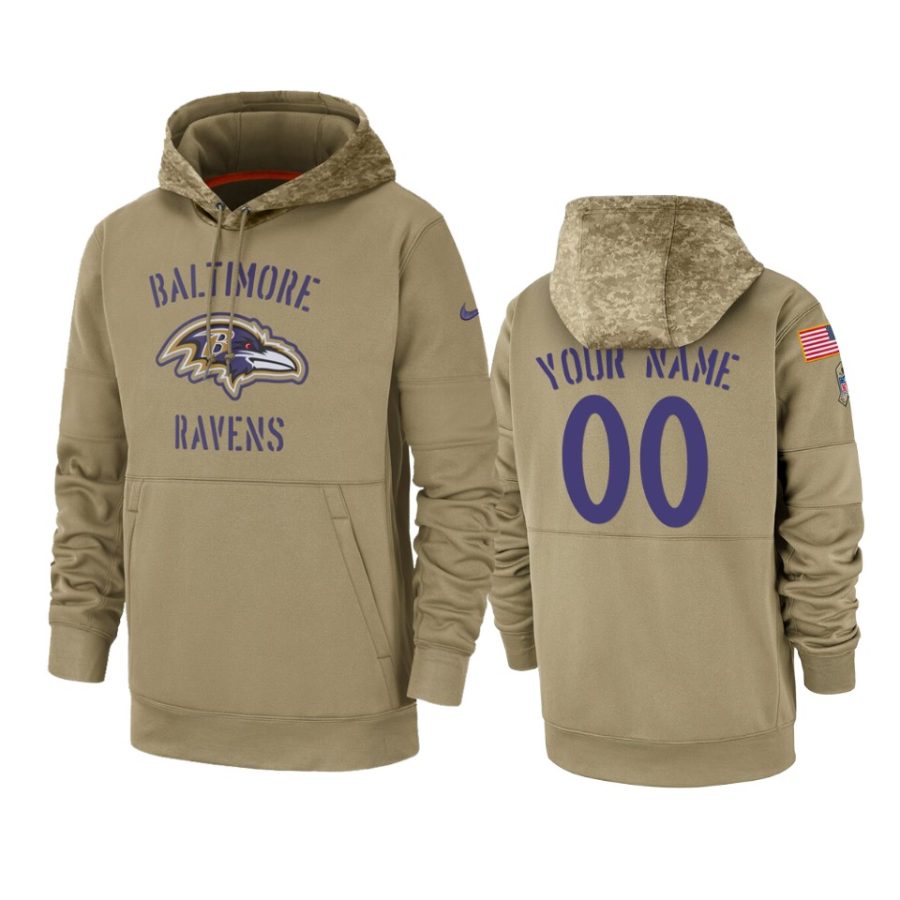 custom ravens tan 2019 salute to service sideline therma hoodie