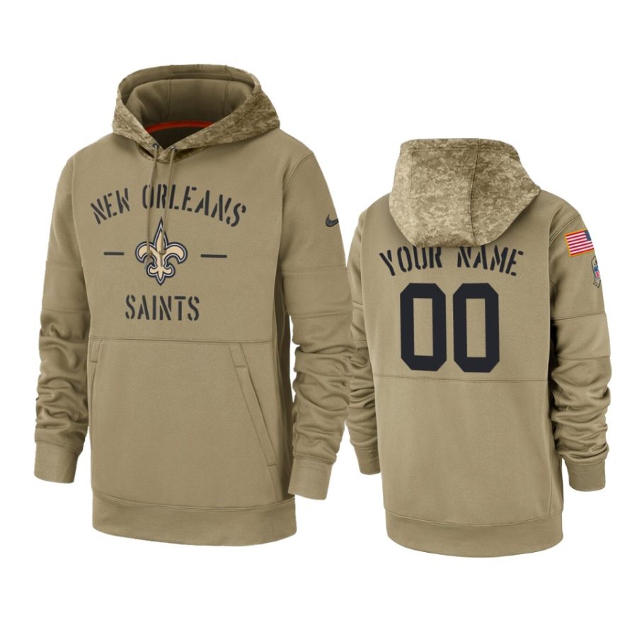 custom saints tan 2019 salute to service sideline therma hoodie