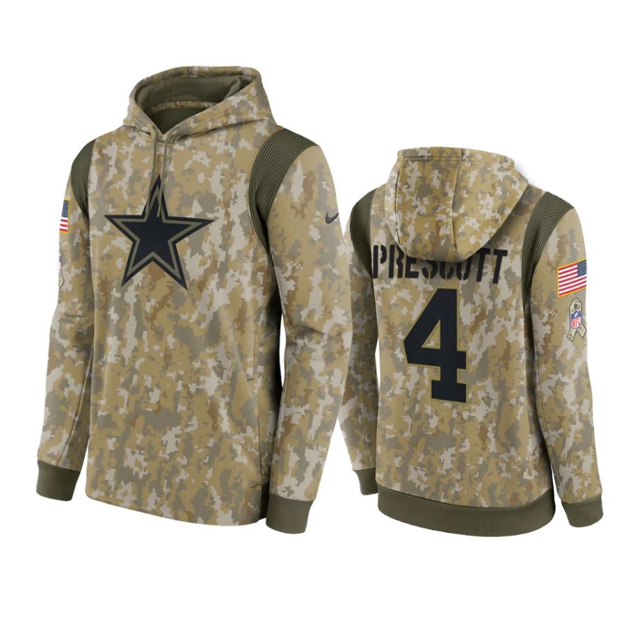 dak prescott cowboys camo 2021 salute to service therma hoodie