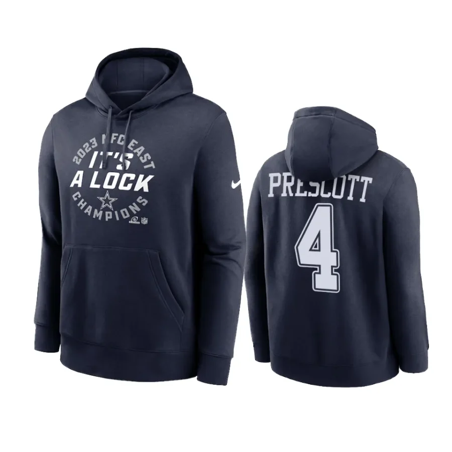 dak prescott navy 2023 nfc east division champions locker room hoodie