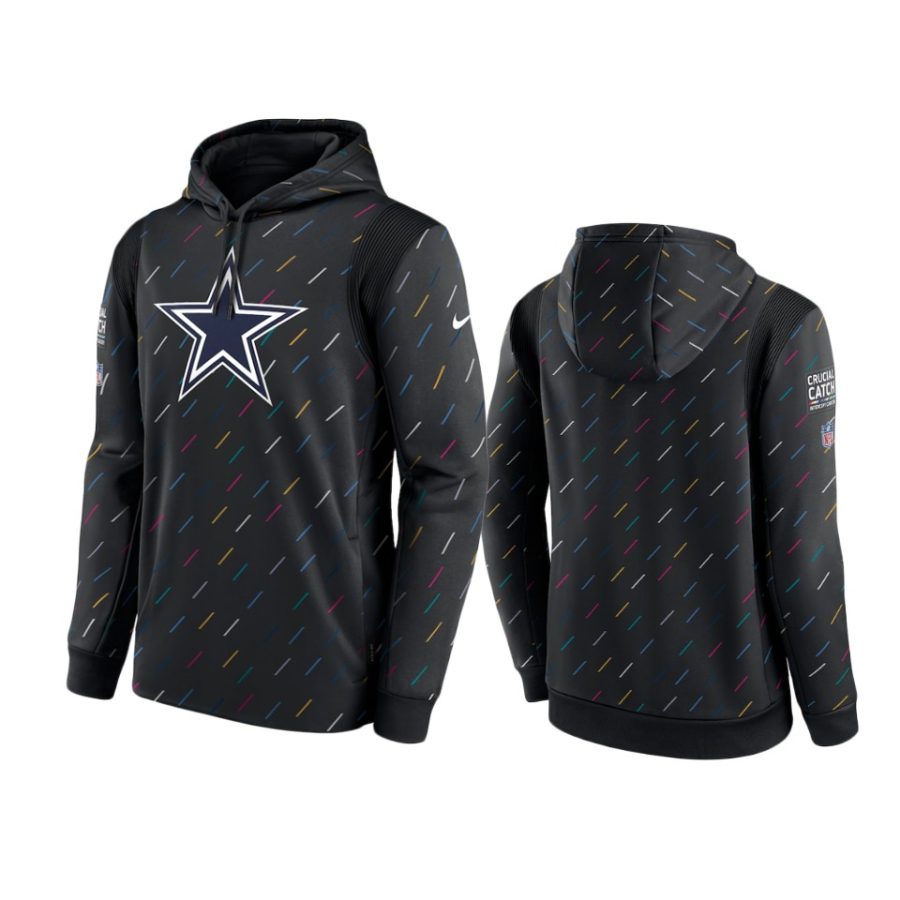 dallas cowboys charcoal 2021 nfl crucial catch therma pullover hoodie