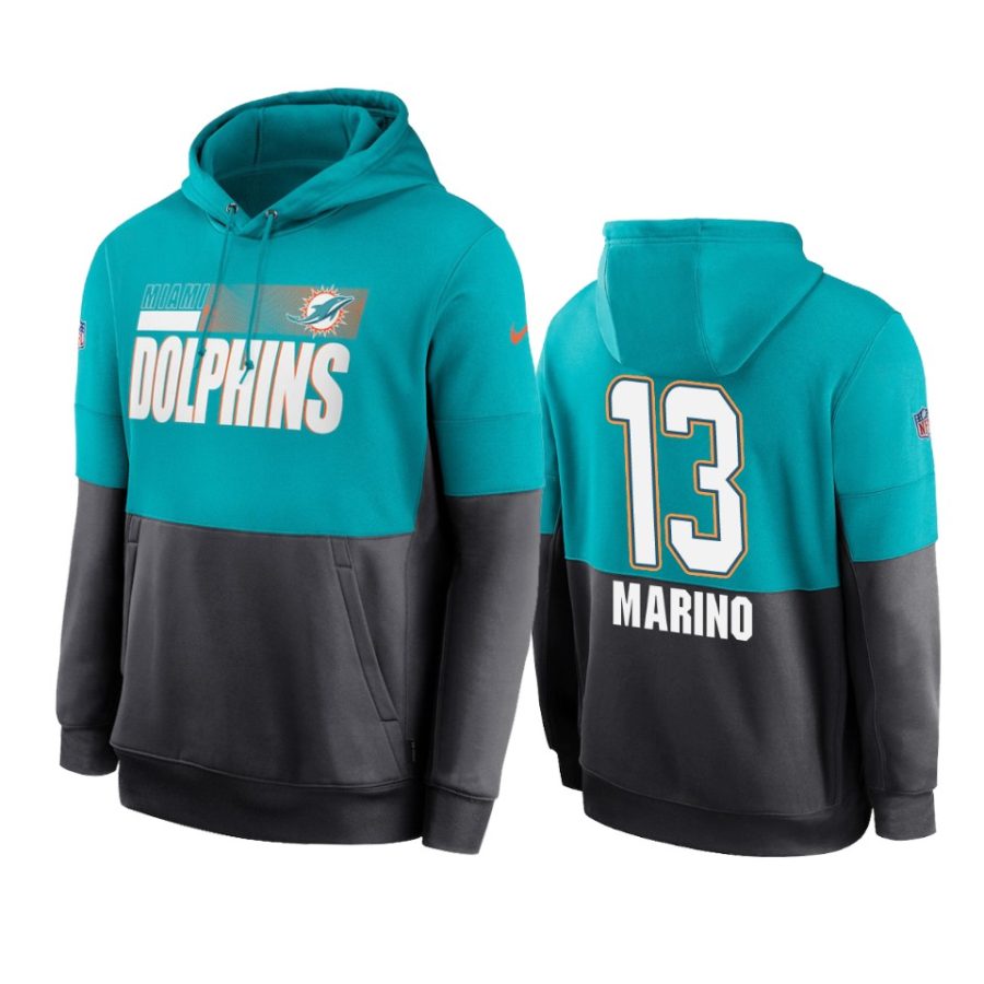 dan marino dolphins aqua charcoal sideline impact lockup hoodie