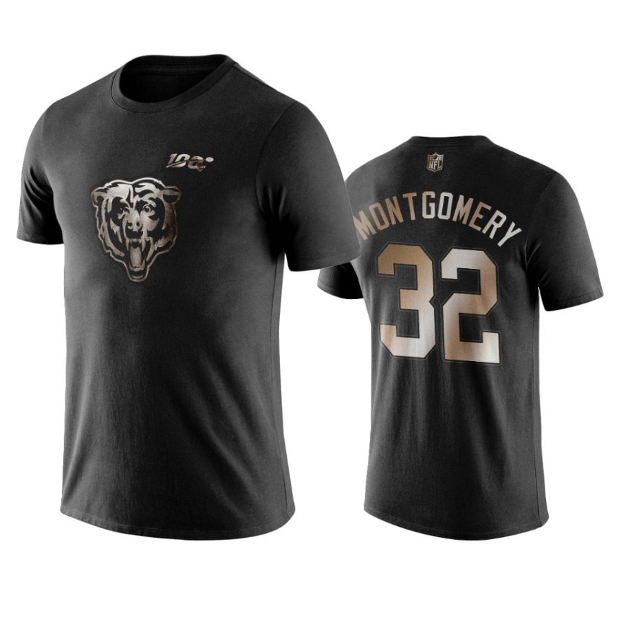 david montgomery bears black golden 100th season t shirt