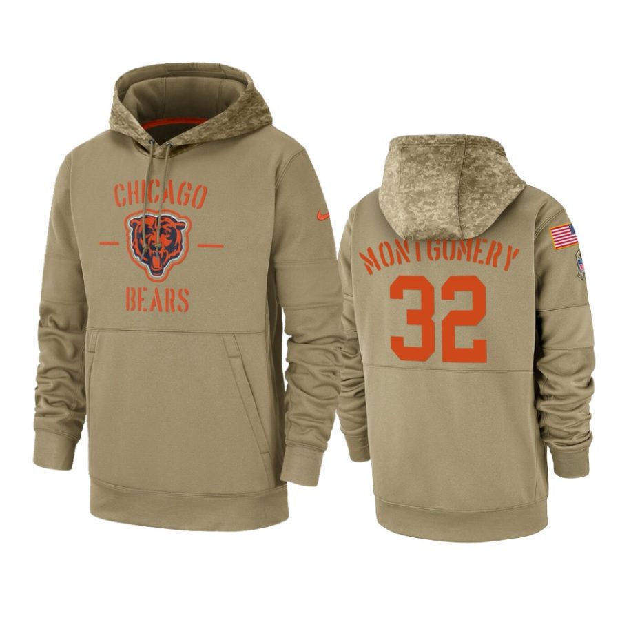 david montgomery bears tan 2019 salute to service sideline therma hoodie