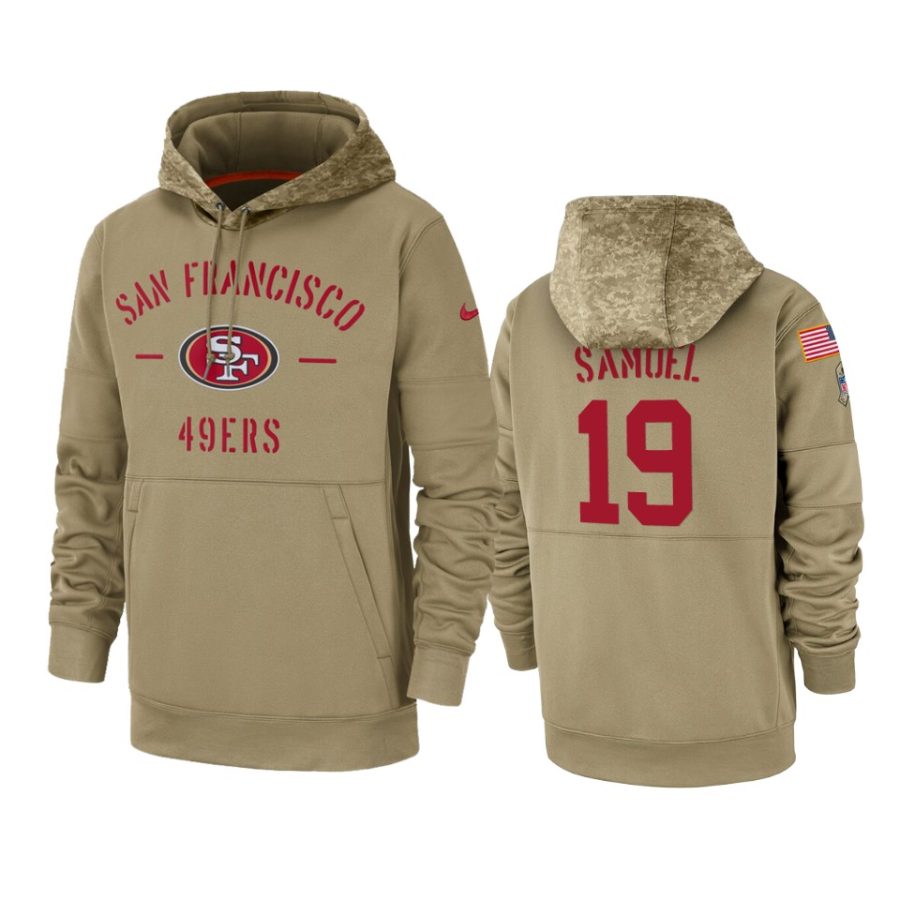 deebo samuel 49ers tan 2019 salute to service sideline therma hoodie