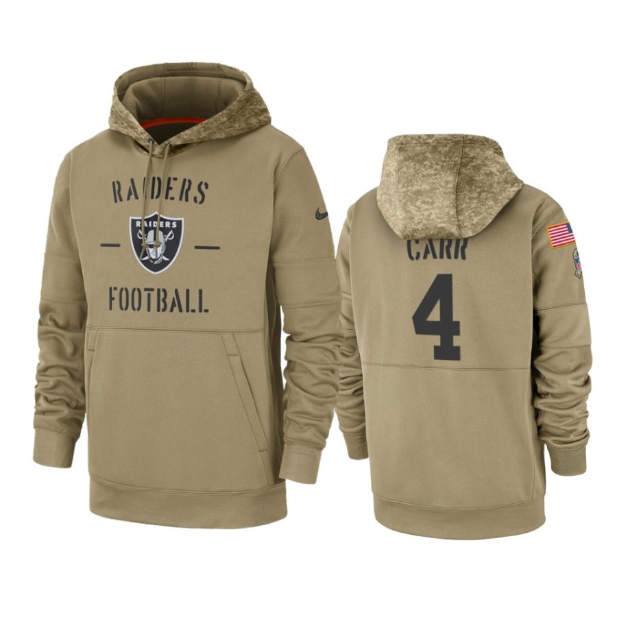 derek carr raiders tan 2019 salute to service sideline therma hoodie