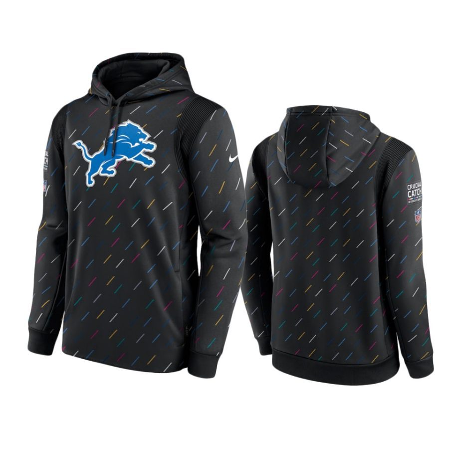 detroit lions charcoal 2021 nfl crucial catch therma pullover hoodie