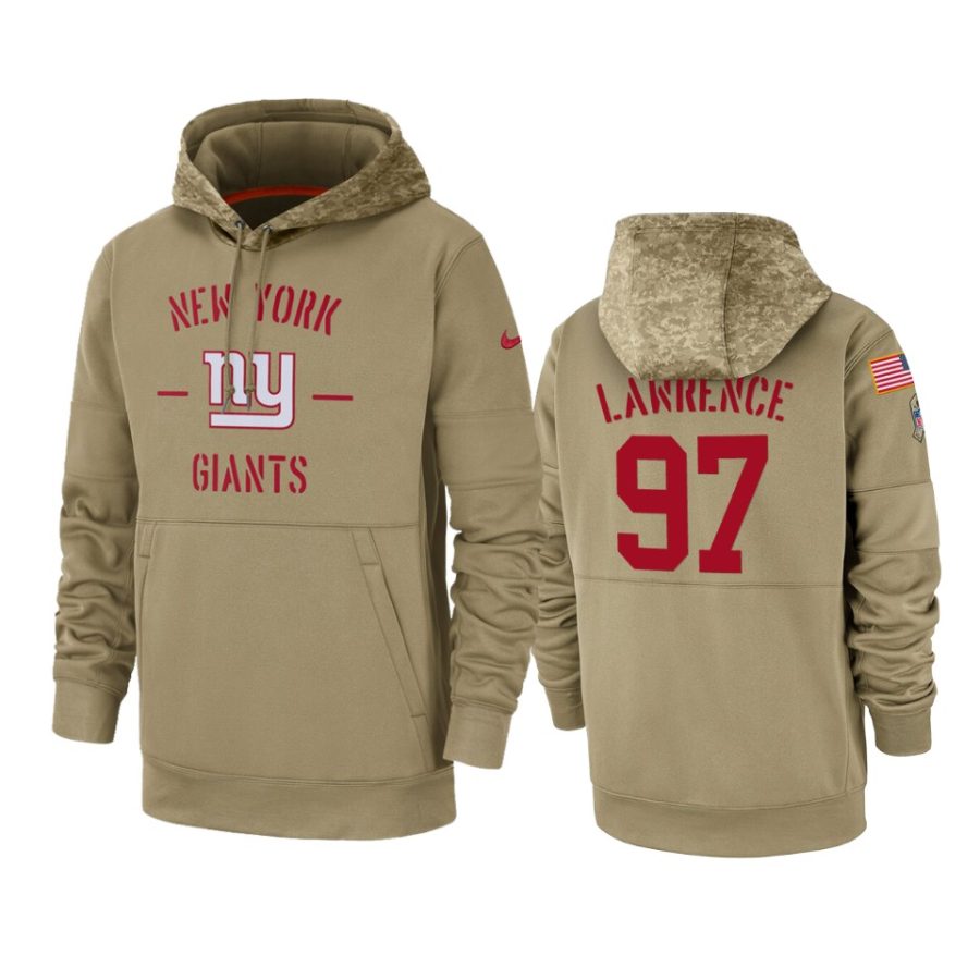 dexter lawrence giants tan 2019 salute to service sideline therma hoodie