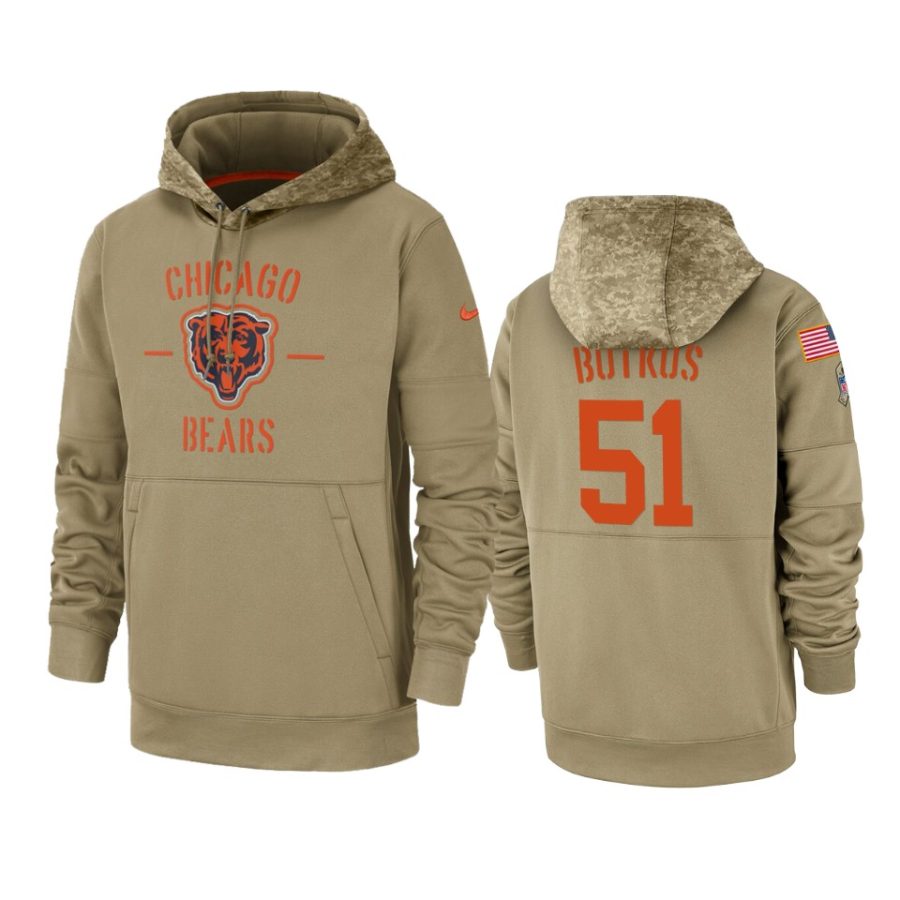 dick butkus bears tan 2019 salute to service sideline therma hoodie