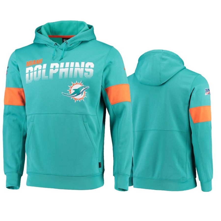 dolphins aqua 100th season sideline team logo hoodie