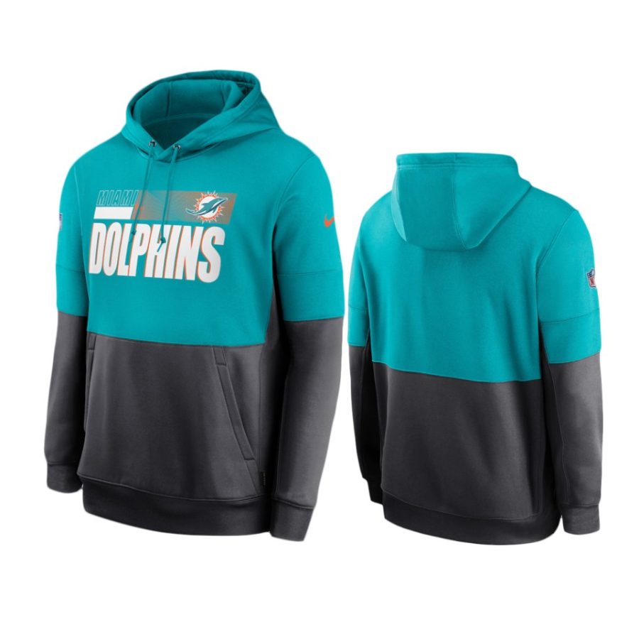 dolphins aqua charcoal sideline impact lockup performance hoodie