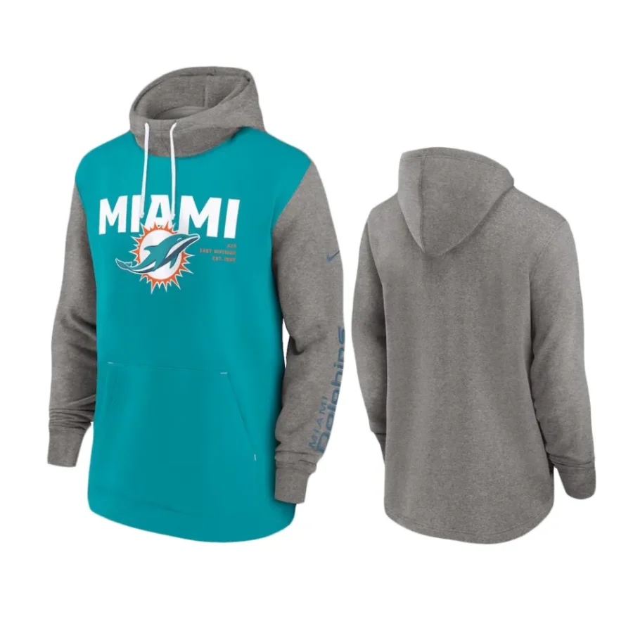 dolphins aqua color block fashion hoodie