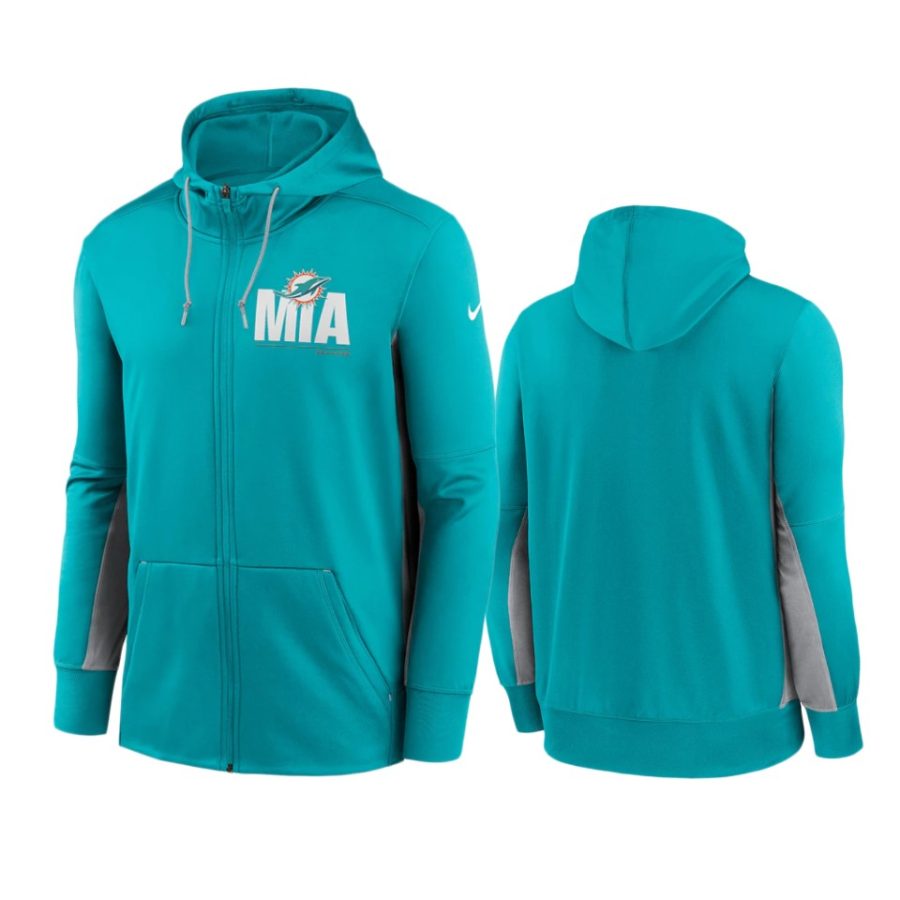 dolphins aqua gray mascot performance full zip hoodie