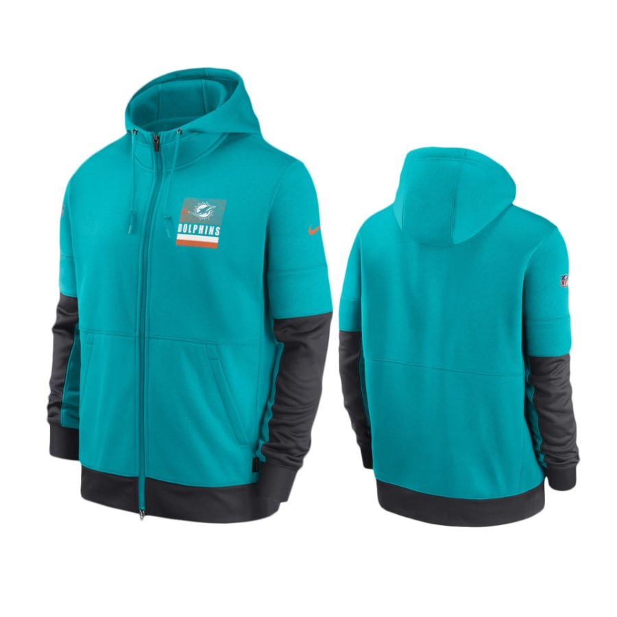 dolphins aqua sideline impact lockup full zip hoodie