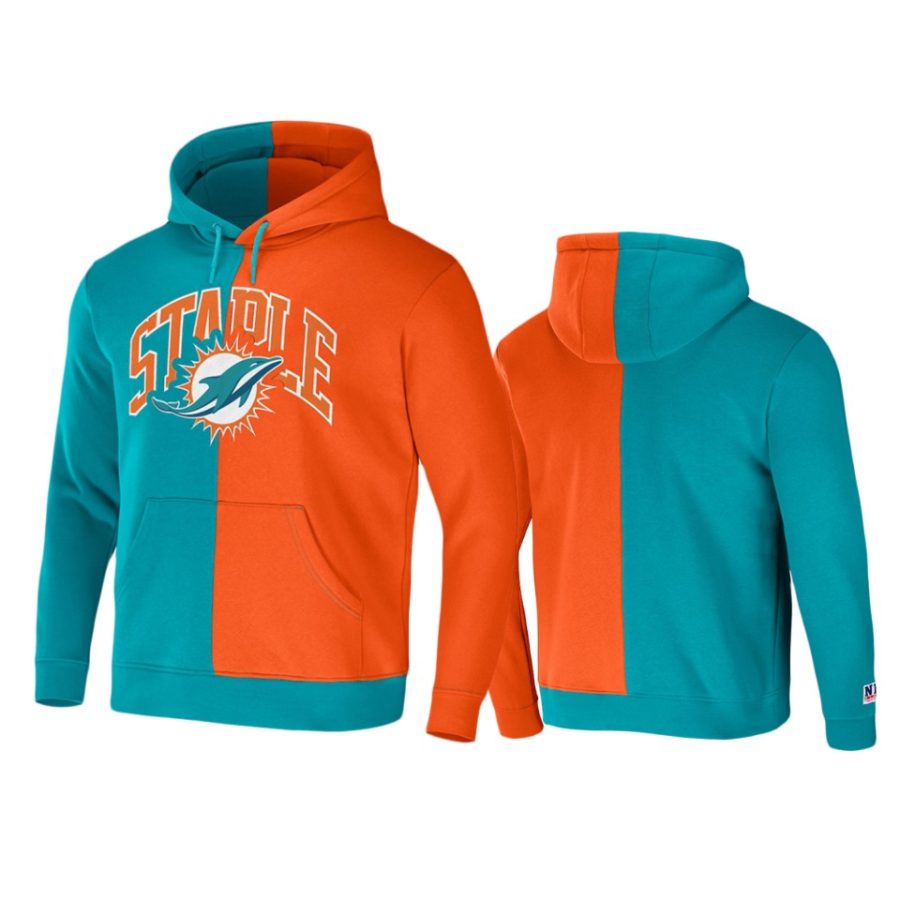 dolphins aqua staple split logo hoodie