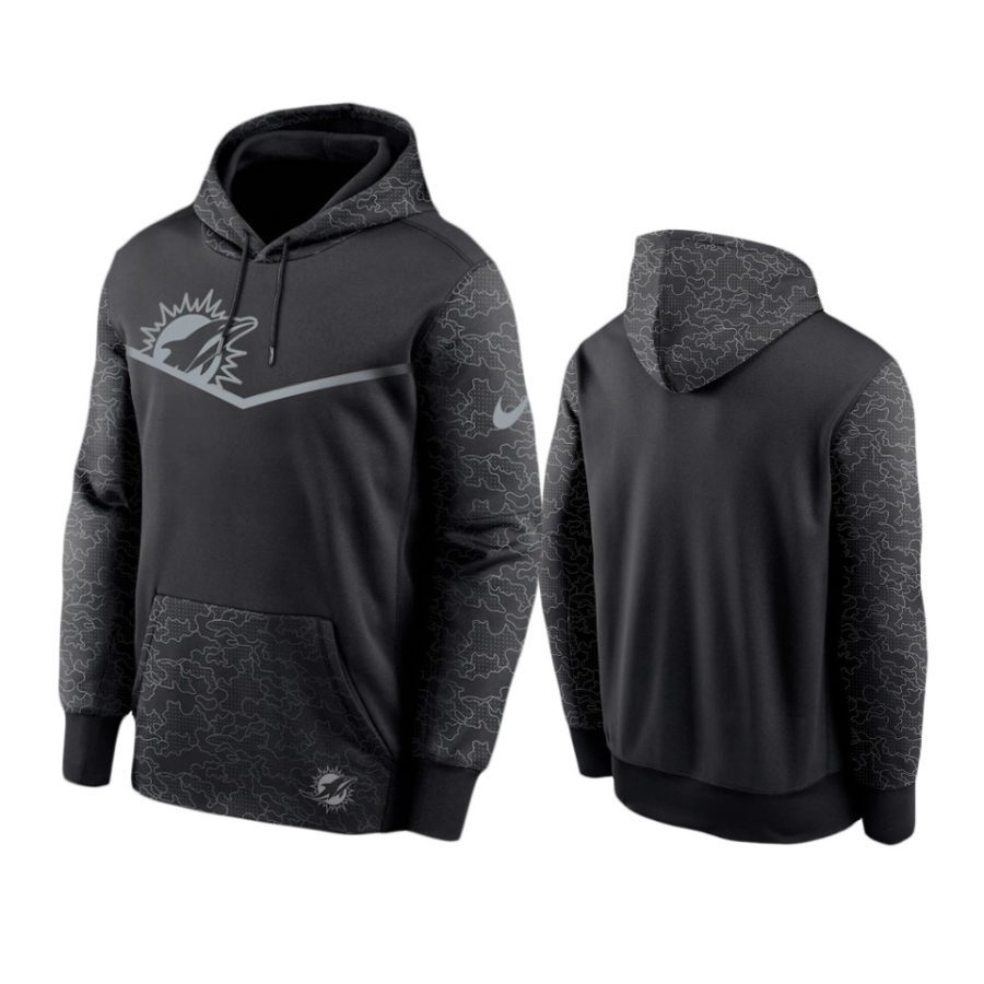 dolphins black rflctv chevron pullover hoodie