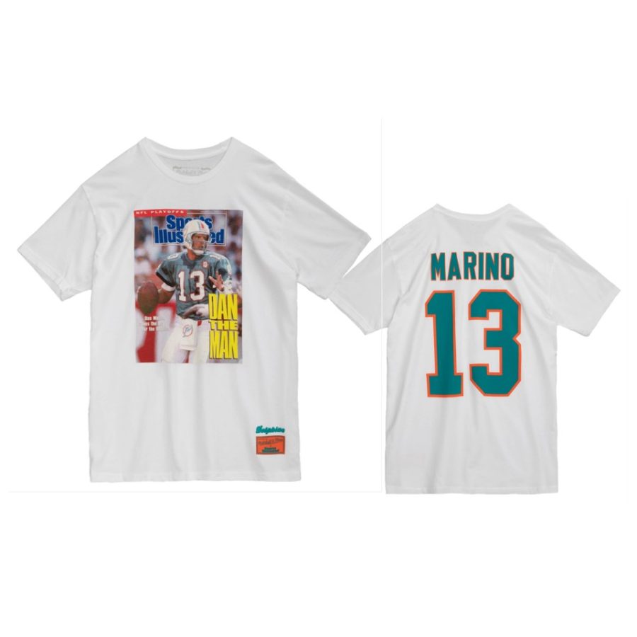 dolphins dan marino white throwback player photo t shirt