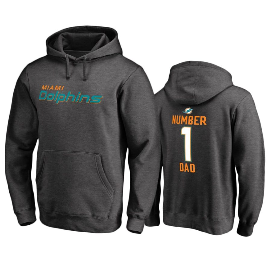 dolphins heather gray number 1 dad pullover hoodie