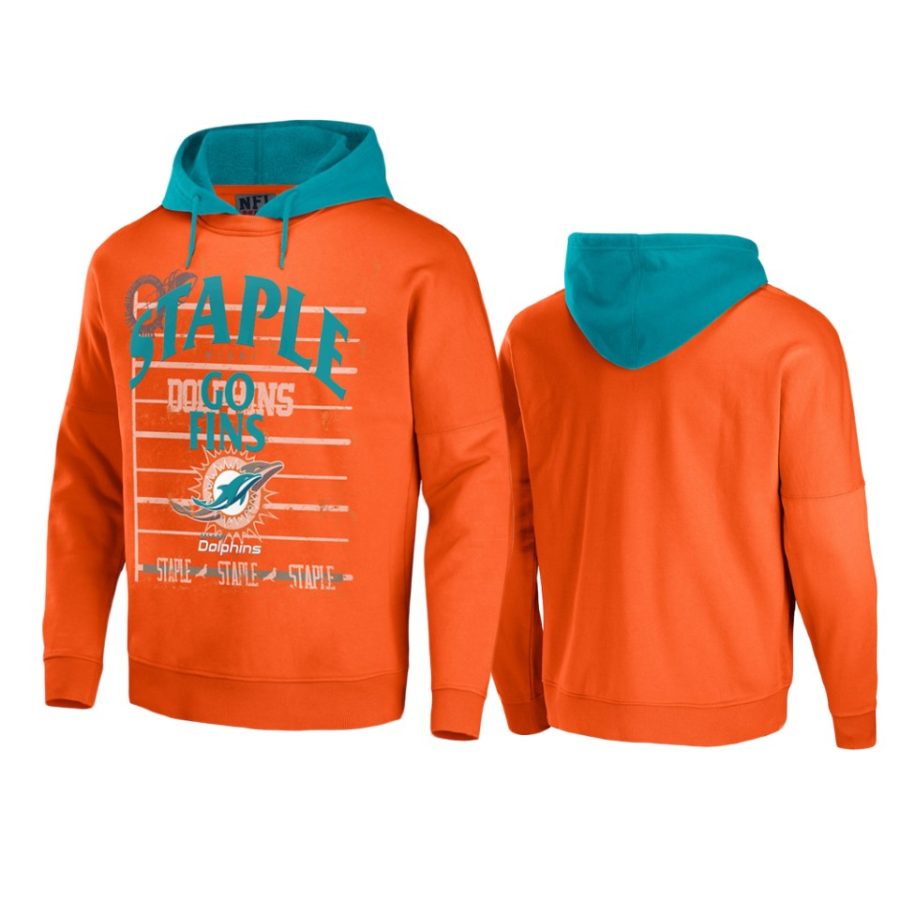 dolphins orange staple throwback vintage wash hoodie