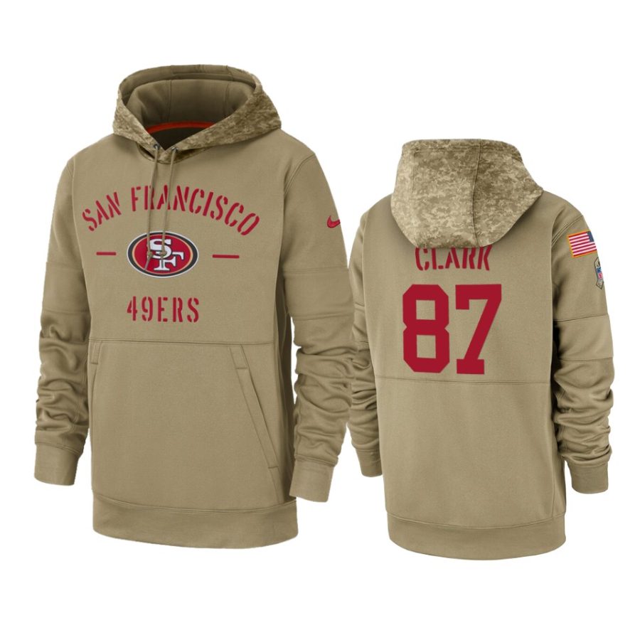 dwight clark 49ers tan 2019 salute to service sideline therma hoodie