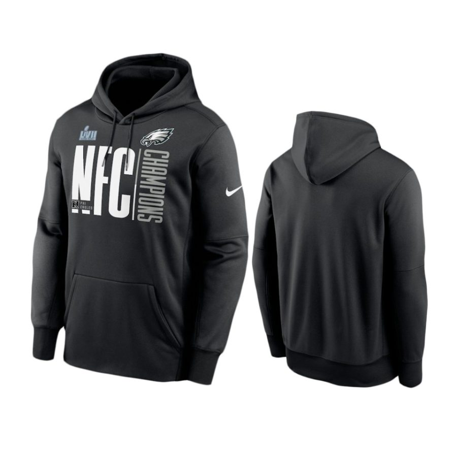 eagles black 2022 nfc champions iconic therma hoodie