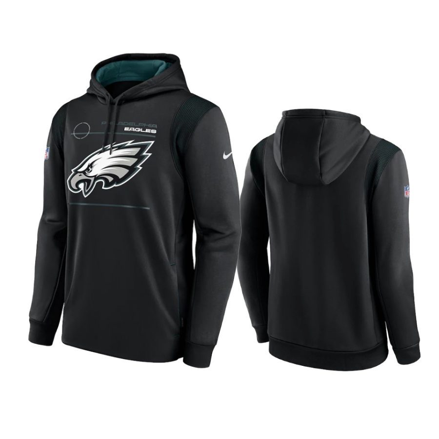 eagles black sideline logo performance hoodie