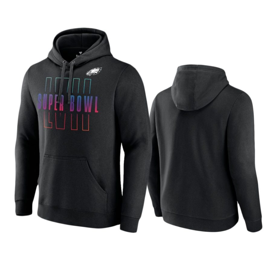 eagles black super bowl lvii open sky hoodie