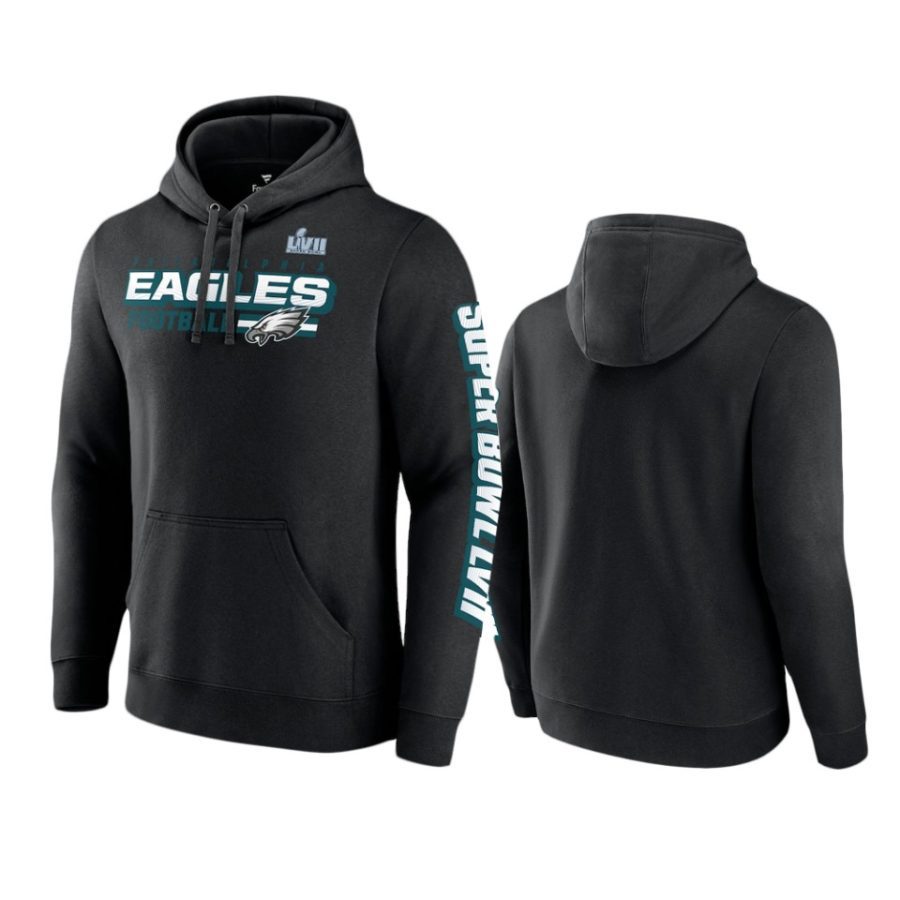 eagles black super bowl lvii star trail hoodie