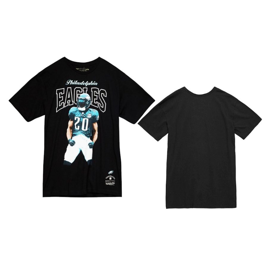 eagles brian dawkins player graphic black sideline t shirt