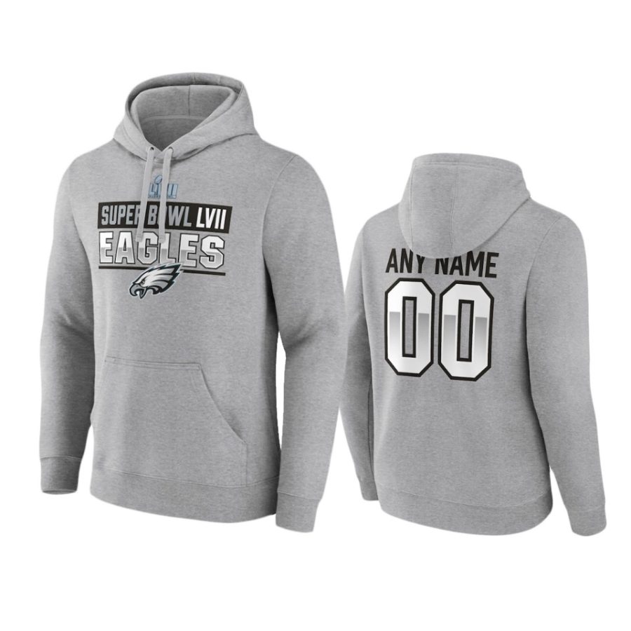 eagles custom gray super bowl lvii hoodie