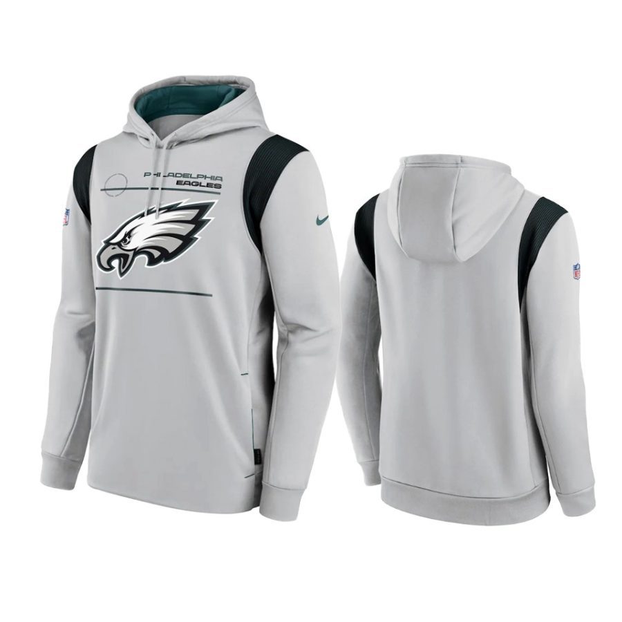 eagles gray sideline logo performance hoodie