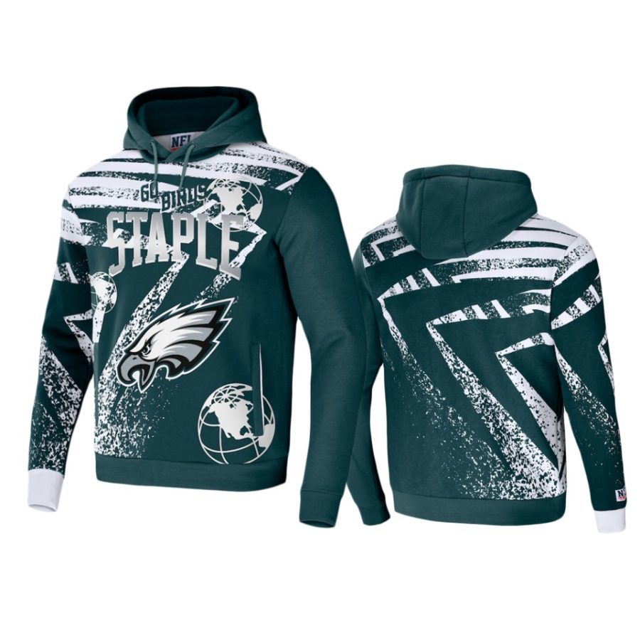 eagles green staple all over print hoodie