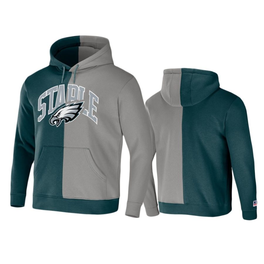 eagles green staple split logo hoodie