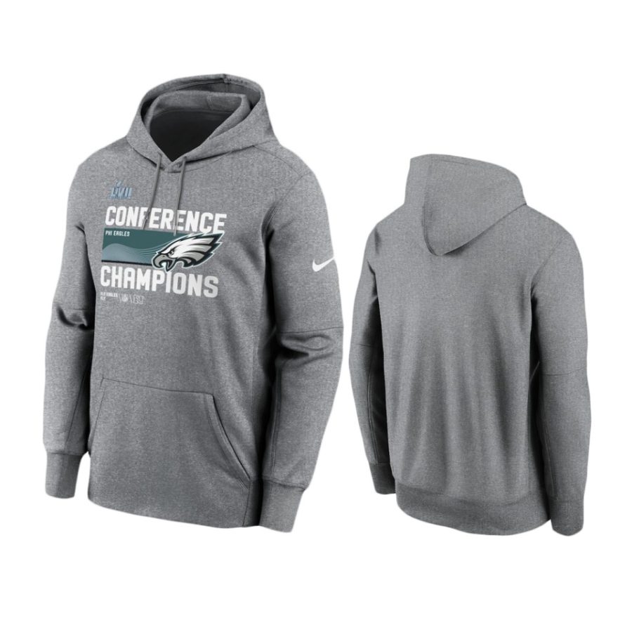 eagles heather gray 2022 nfc champions locker room trophy hoodie