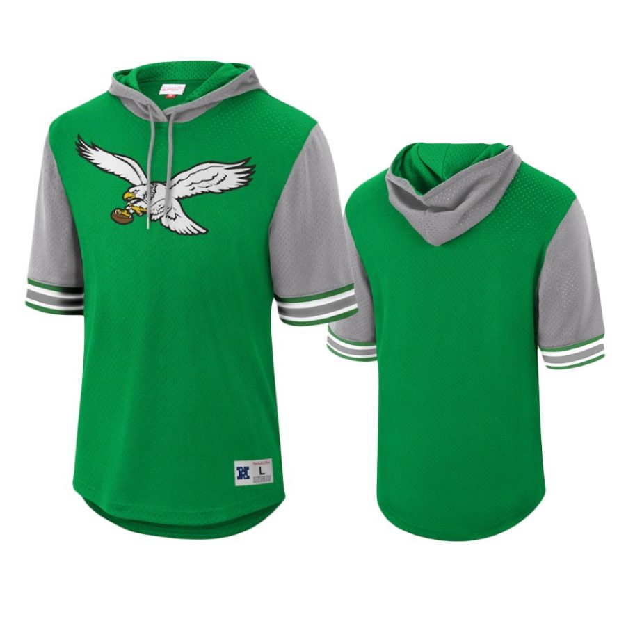 eagles kelly green buzzer beater mesh hoodie