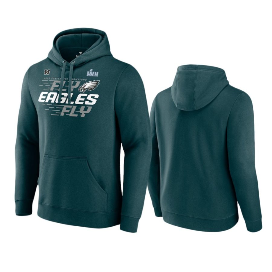 eagles midnight green 2022 nfc champions team slogan hoodie