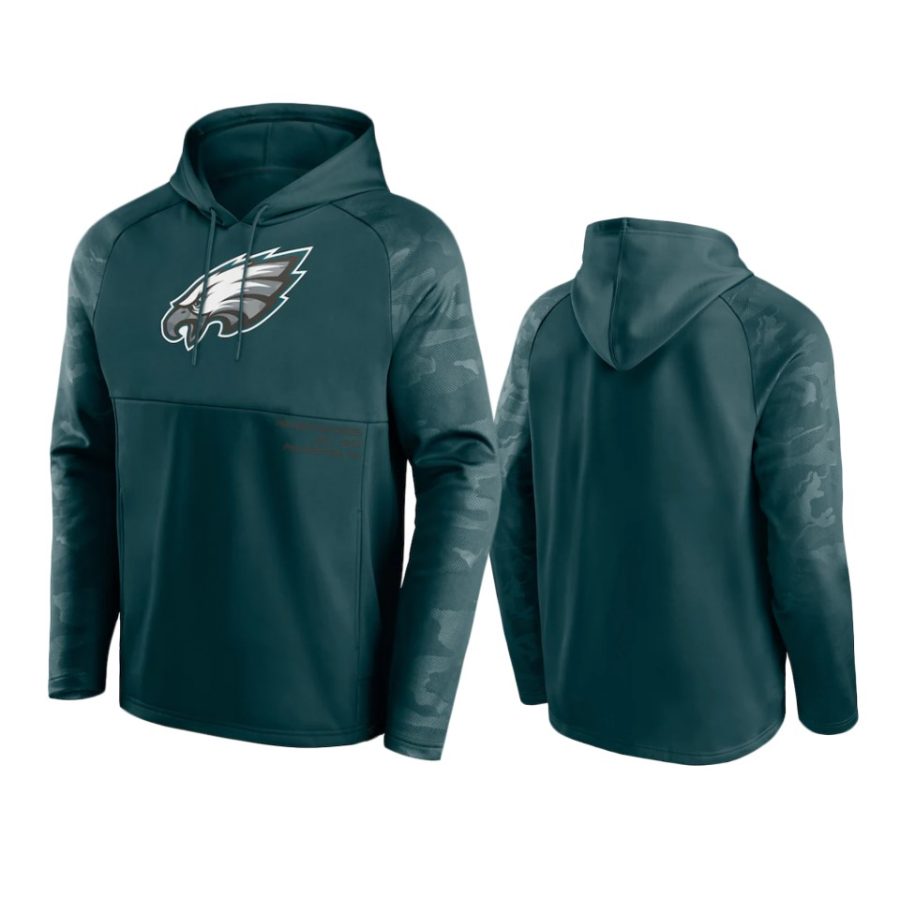 eagles midnight green shade defender raglan pullover hoodie