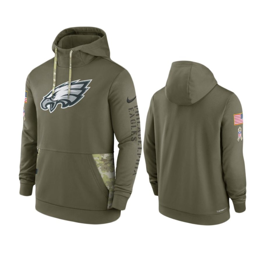 eagles olive 2022 salute to service therma hoodie